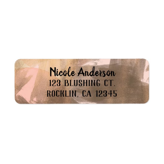 Peach & Copper Bronze Chic Modern Monogram Gold Label (Front)
