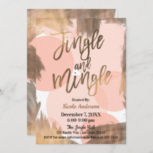 Peach Copper Bronze Modern Jingle & Mingle Party Invitation