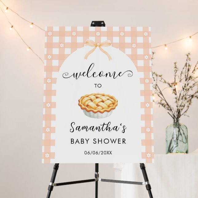 Peach Coquette Pie Baby Shower Welcome Foam Board (In Situ (Stand))