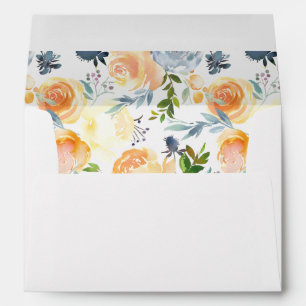 Peach coral and blue floral envelopes for 5x7 card