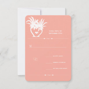 Peach Coral Beach Destination Wedding Invitations