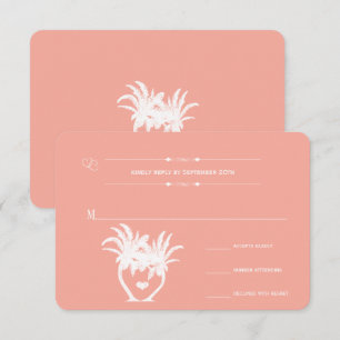 Peach Coral Beach Destination Wedding  RSVP Invitation