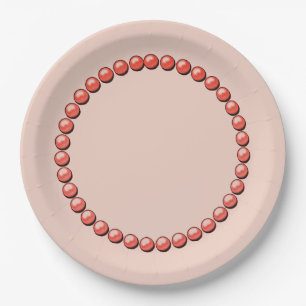 Peach & Coral Beaded Necklaces Printed Paper Plate