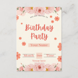 Peach & Coral Floral Birthday Invitation