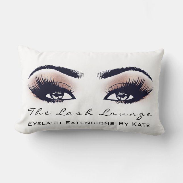 Peach Coral Glitter Spa Makeup Lashes Beauty Lumbar Pillow (Front)