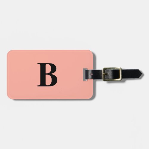 Peach Coral Pink Monogram Name Custom Girly Luggage Tag