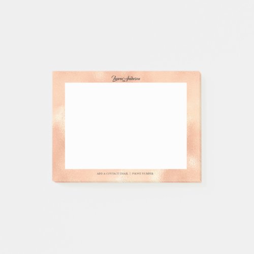 Peach Coral Rose Gold Office Name Telephone Web FB Post_it Notes