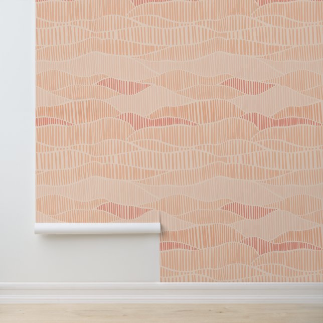 Peach Coral Waves Lines Wallpaper (Application)