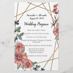 Peach Coral Zinnia Watercolor Flower Wedding