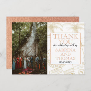 Peach Costa Rica Wedding Photo Thank You