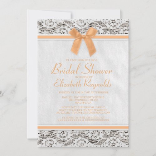 Peach Country Lace Bridal Shower Invitations