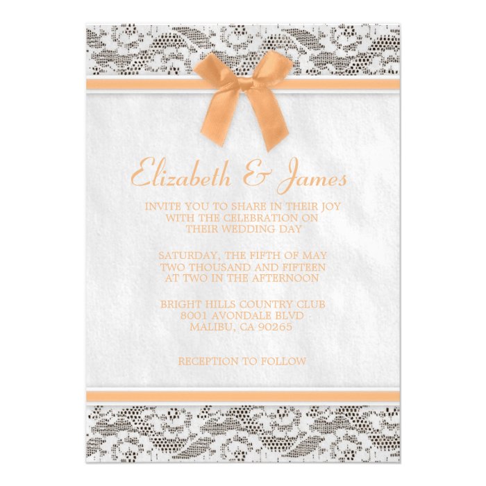 Peach Country Lace Wedding Invitations Invites