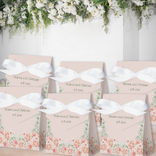 Peach Cream and Sage Green Romantic Floral Garden Favor Boxes