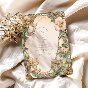 Peach Cream Bloom wedding Invitation