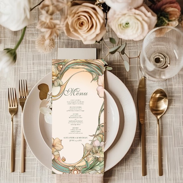 Peach Cream Bloom wedding Menu (Creator Uploaded)