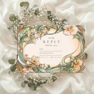 Peach Cream Bloom wedding RSVP Card