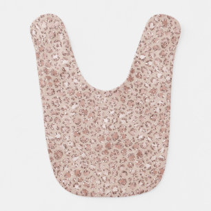 Peach Cream Blush Leopard Print Glitter   Baby Bib
