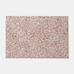 Peach Cream Blush Leopard Print Glitter Doormat