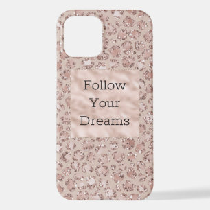 Peach Cream Blush Leopard Print Glitter      iPhone 12 Case