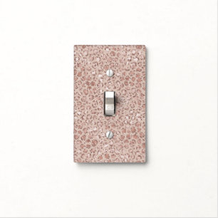 Peach Cream Blush Leopard Print Glitter Light Switch Cover