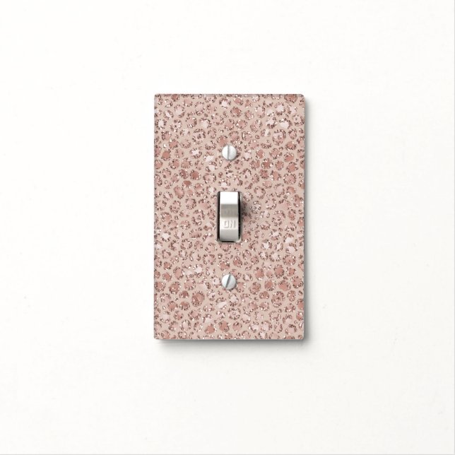Peach Cream Blush Leopard Print Glitter          Light Switch Cover (In Situ)