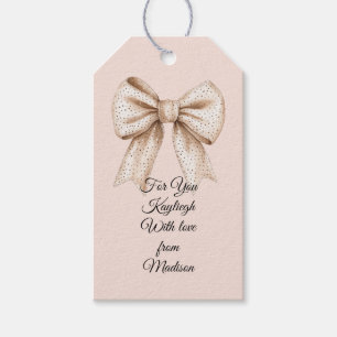 Peach Cream Bow Gift Tags