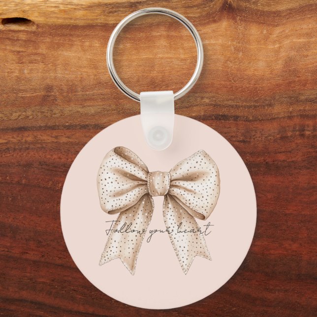 Peach Cream Bow Keychain (Front)