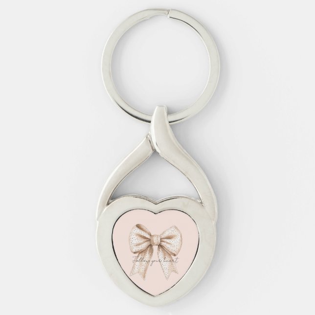 Peach Cream Bow Keychain (Front)