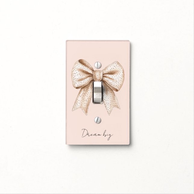 Peach Cream Bow Light Switch Cover (In Situ)