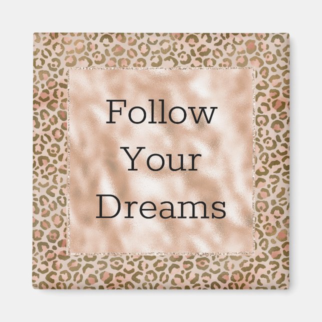 Peach Cream Brown Leopard Print        Magnet (Front)