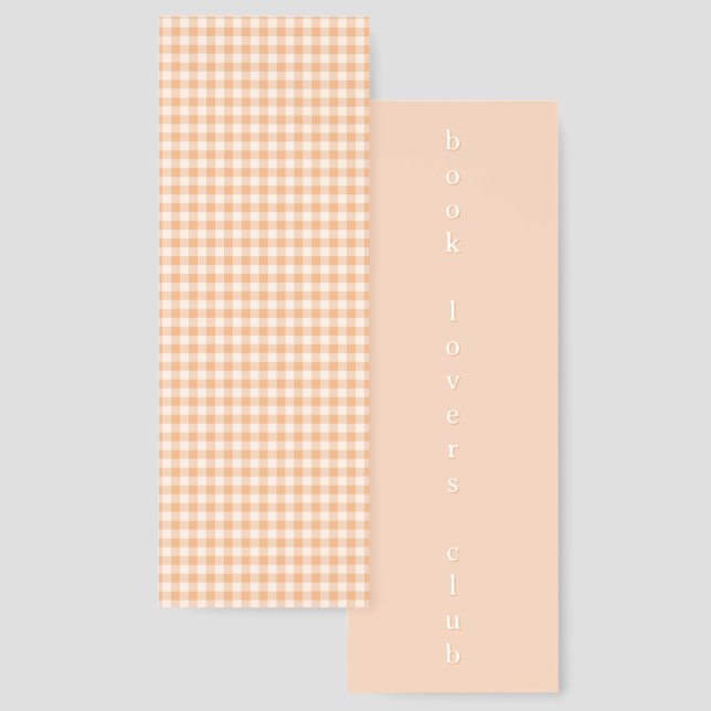 Peach Cream Gingham Abstract Retro Buffalo Plaid  Bookmarks (Front & Back)