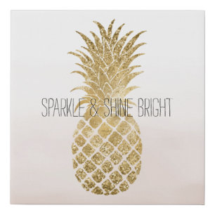 Peach Cream Glitter Glitzy Pineapple Sparkle       Faux Canvas Print