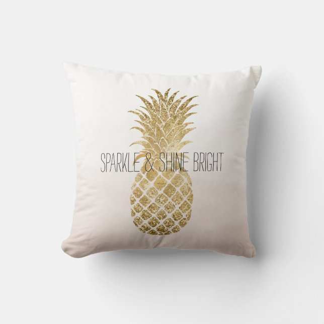 Peach Cream Glitter Glitzy Pineapple Sparkle      Throw Pillow (Front)