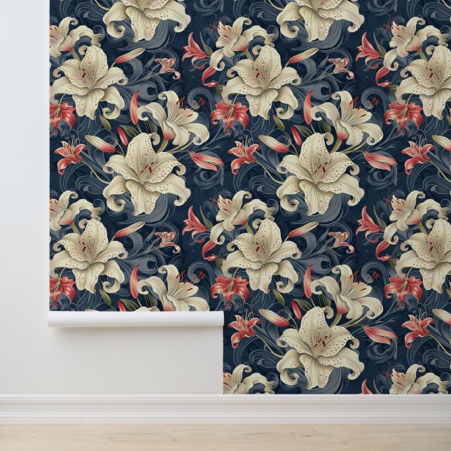 Peach & cream lily flower blossom wallpaper  (Application)