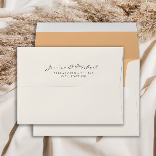 Peach Cream Return Address Wedding Envelope