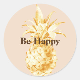Peach Cream Yellow Gold Pineapple Confetti Classic Round Sticker