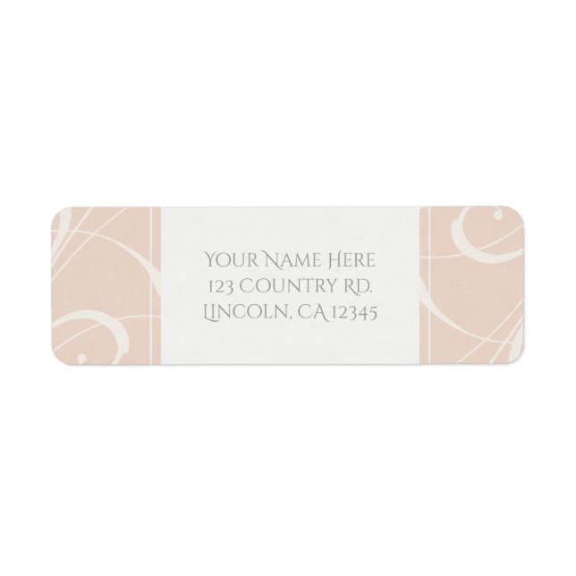 Peach & Creamy White Floral Swirl Elegant Wedding Label (Front)