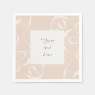 Peach & Creamy White Floral Swirl Elegant Wedding Napkins