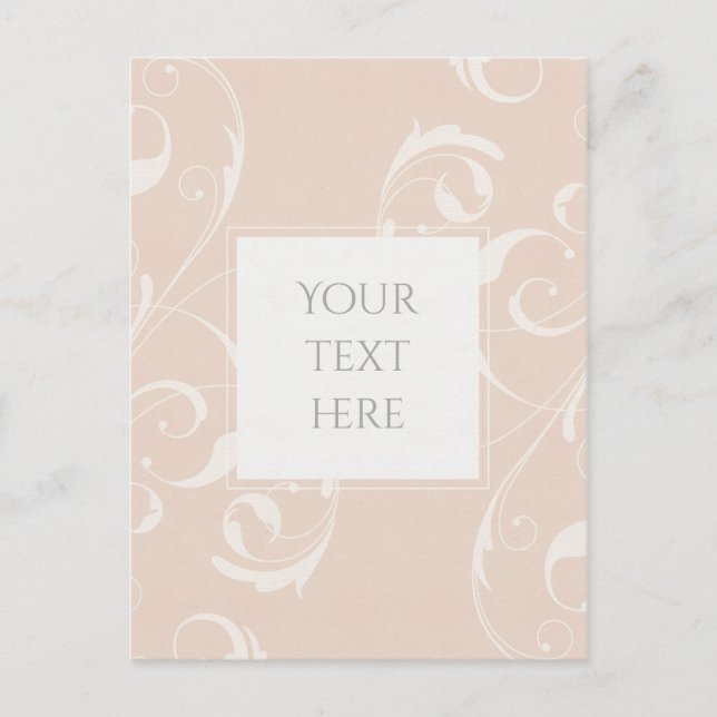 Peach & Creamy White Floral Swirl Elegant Wedding Postcard (Front)