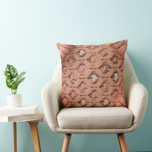Peach Crochet Tiger Pattern Pillow Cover 