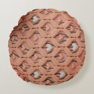 Peach Crochet Tiger Pattern Pillow Cover 