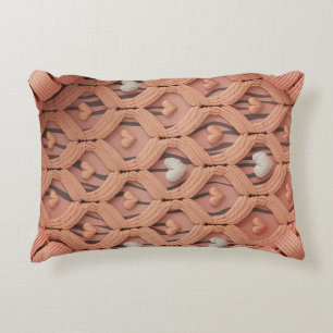 Peach Crochet Tiger Pattern Pillow Cover 