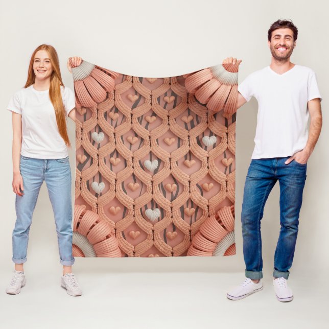 Peach Crochet Tiger Pattern Throw Blanket – Cozy  (In Situ)