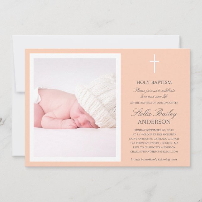 PEACH CROSS | BAPTISM INVITATIONS (Front)