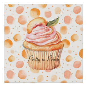 Peach Cupcake Whimsical Dots Faux Canvas Print