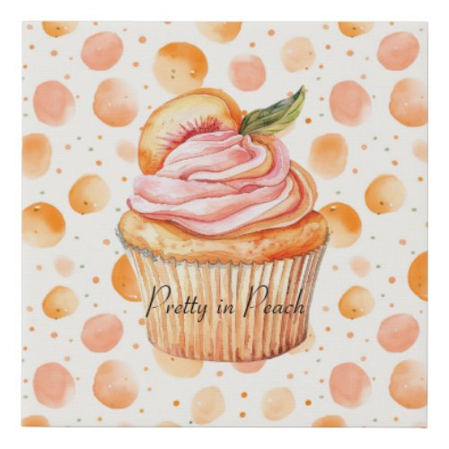 Peach Cupcake Whimsical Dots   Faux Canvas Print
