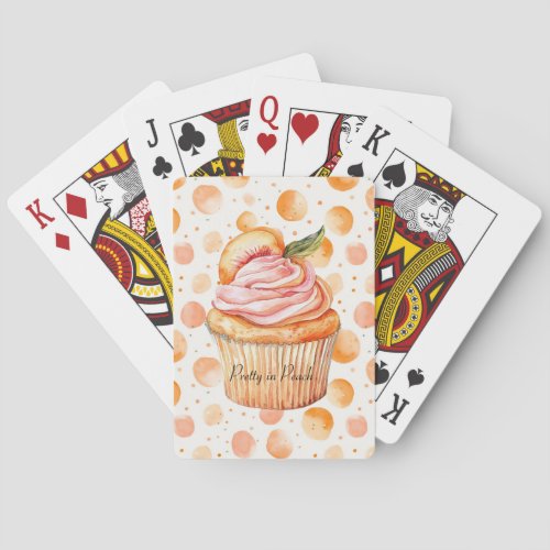 Peach Cupcake Whimsical Dots   Poker Cards