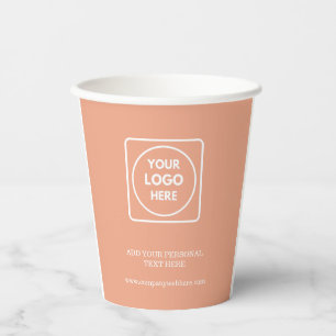 Peach Custom Logo Takeaway Coffee Branding Paper Cups
