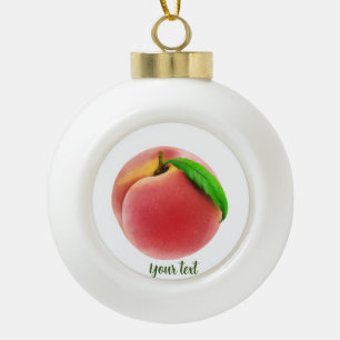 Peach Customize both sides Hand-painted Design Ceramic Ball Christmas Ornament