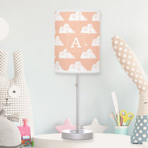 Peach Cute Cloud Pattern Monogrammed table lamp